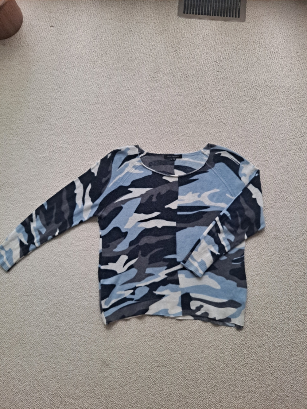 Skull Cashmere Blue Camouflage Crew Neck Sweater